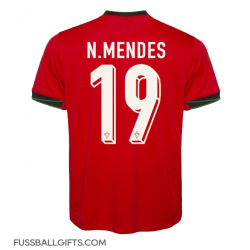 Portugal Nuno Mendes #19 Fußballbekleidung Heimtrikot EM 2024 Kurzarm